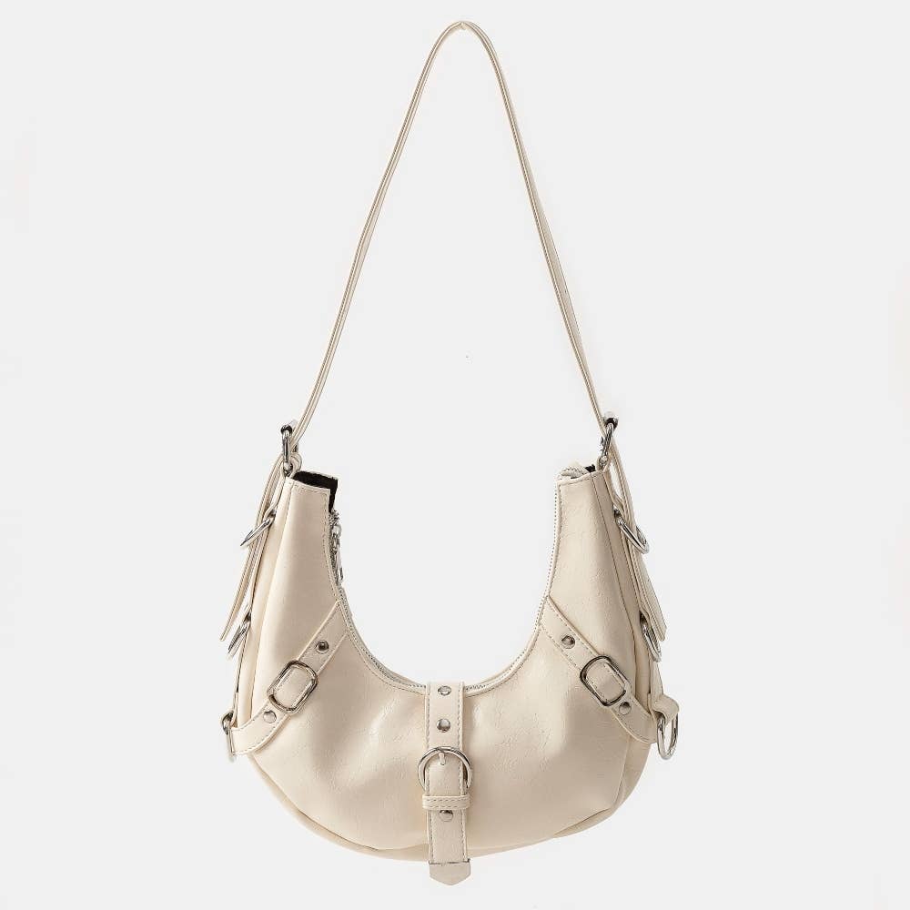 Multi Belt Strap Accent Shoulder Bag: BR