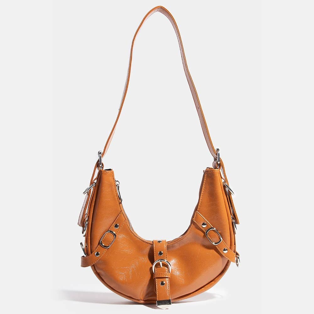 Multi Belt Strap Accent Shoulder Bag: BR