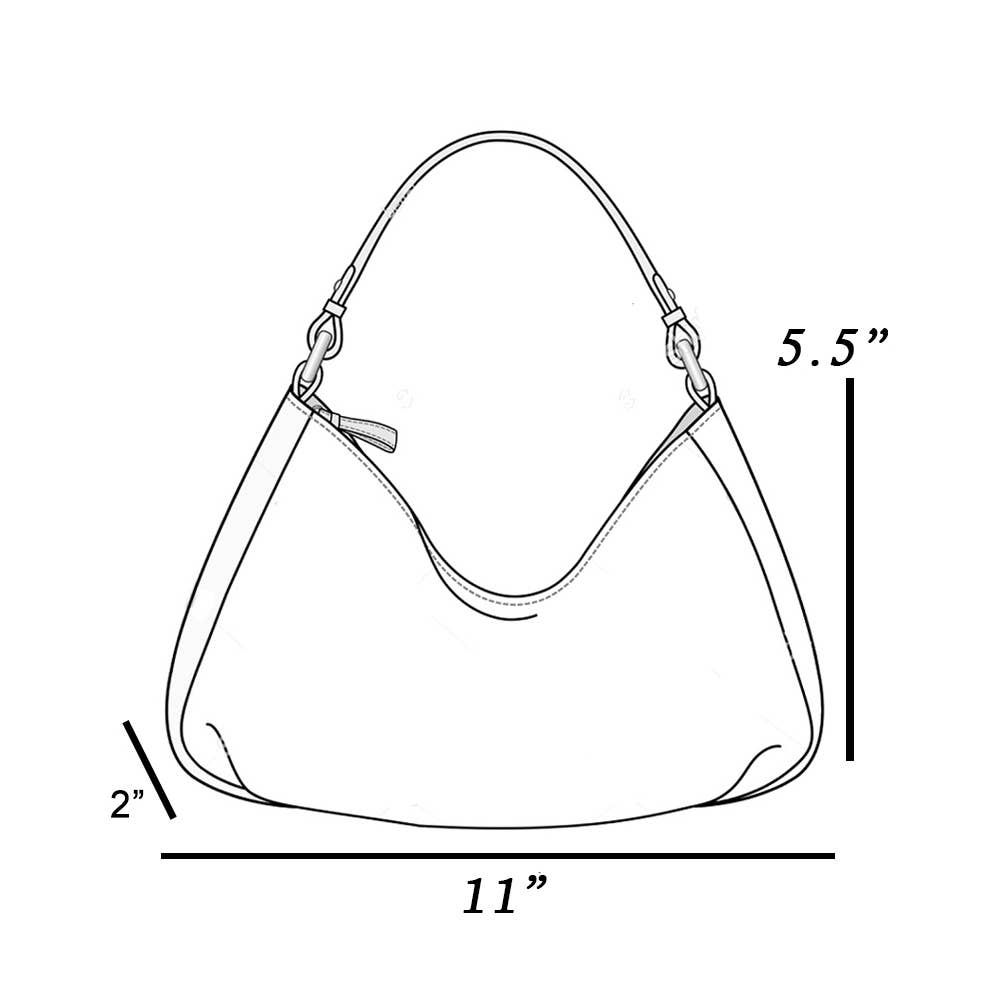 Glossy Leather Rivet Trim Shoulder Bag: SBK