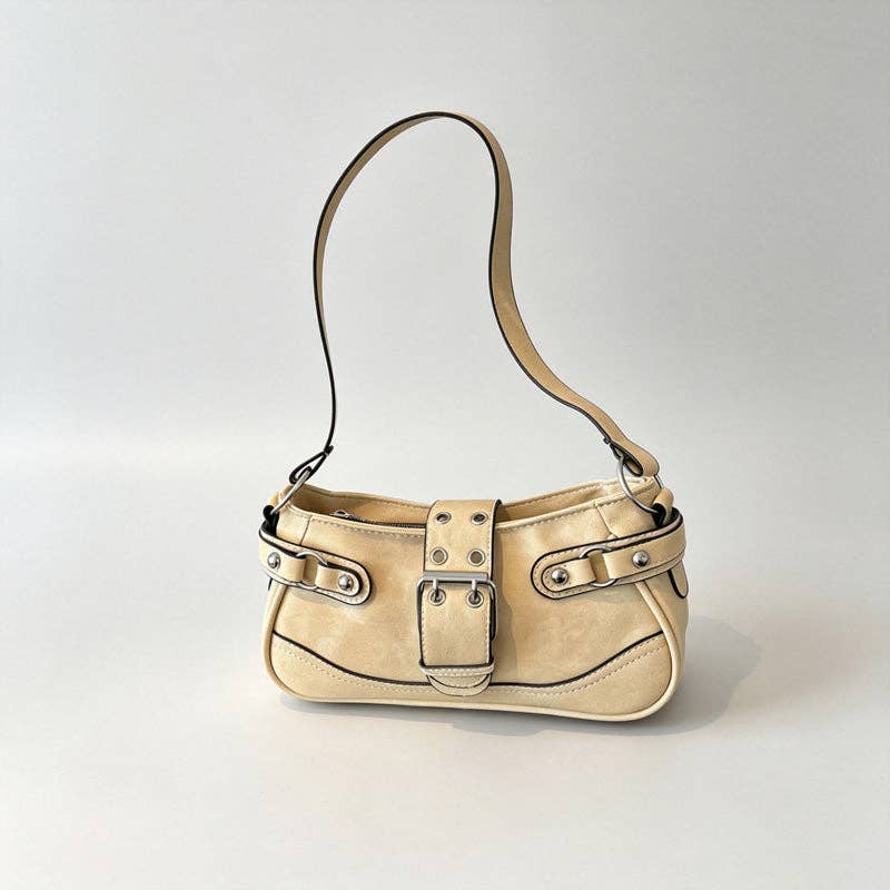 Denim Pocket Shoulder Bag: Brown / With Pendant