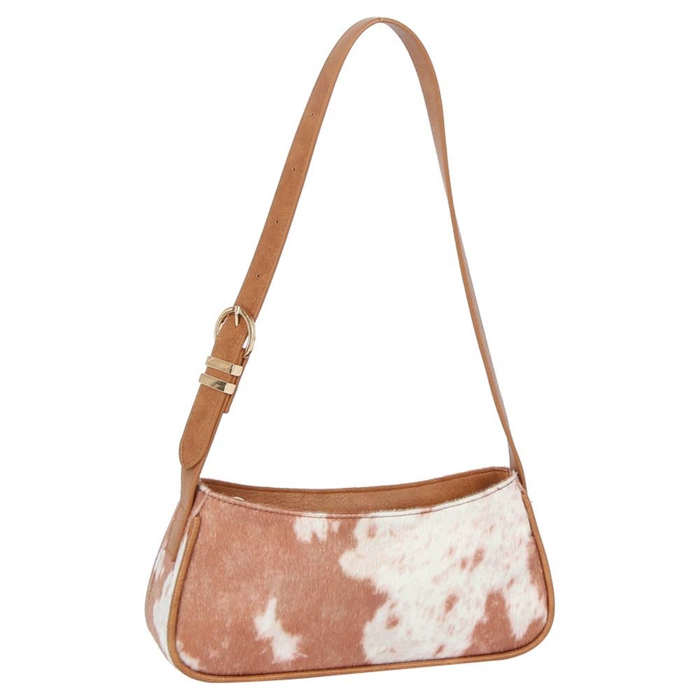 Calf Hair Cow Printed Rectangle Shoulder Bag: BR