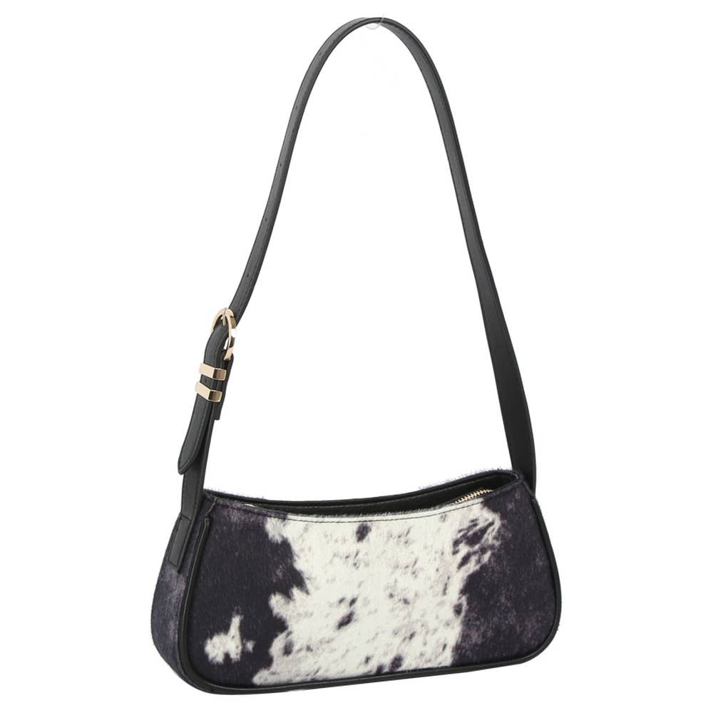 Calf Hair Cow Printed Rectangle Shoulder Bag: BR