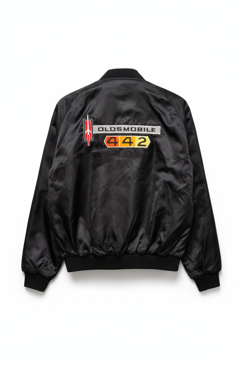 Vintage Oldsmobile 442 Satin Bomber Jacket – Made in USA -  Size 2XL