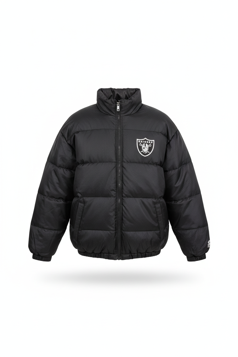 Vintage 90s Starter Raiders Reversible Jacket – Silver / Black - Size Medium