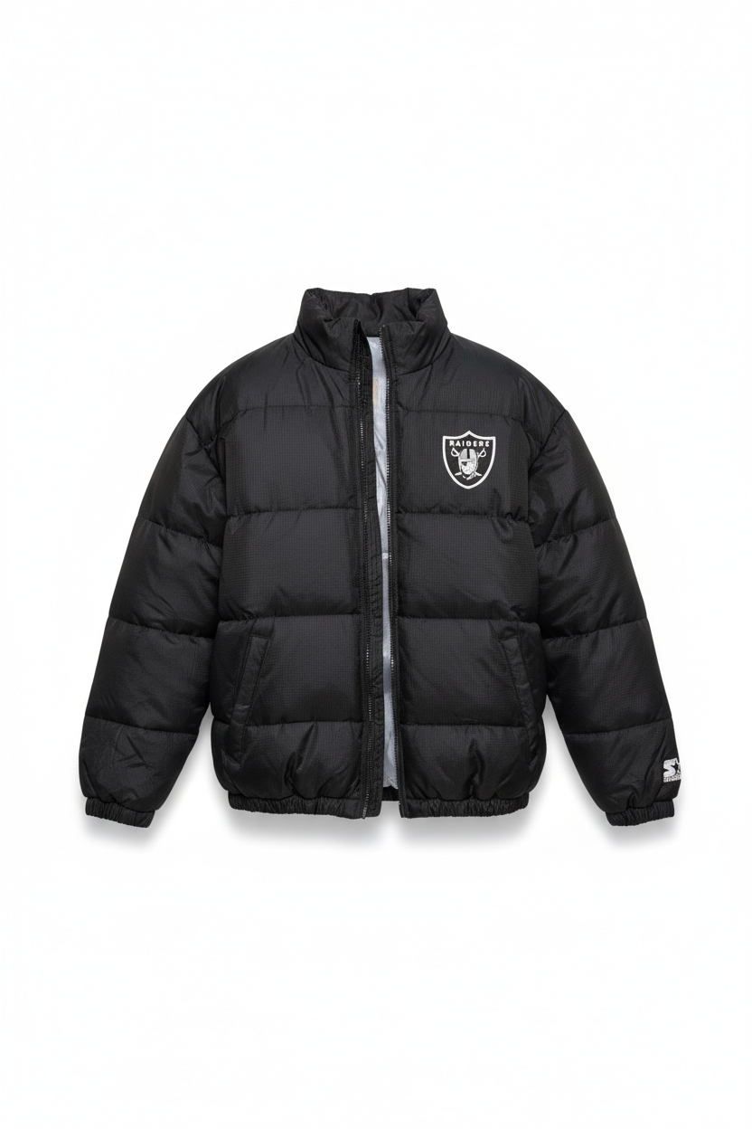 Vintage 90s Starter Raiders Reversible Jacket – Silver / Black - Size Medium