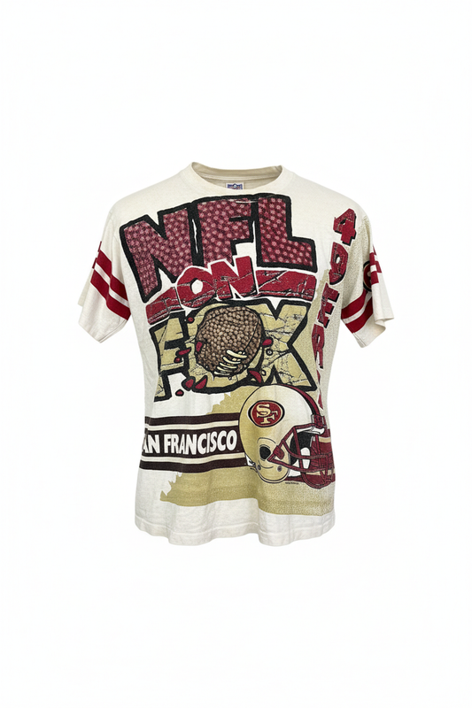 Vintage San Francisco 49ers “NFL on FOX” All-Over Print T-Shirt - Size Medium/Large