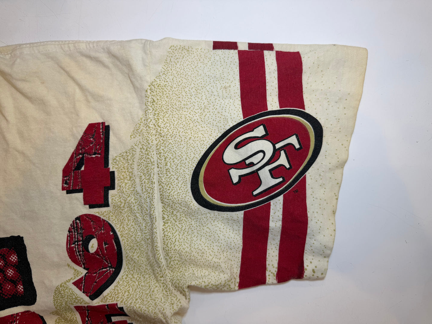 Vintage San Francisco 49ers “NFL on FOX” All-Over Print T-Shirt - Size Medium/Large