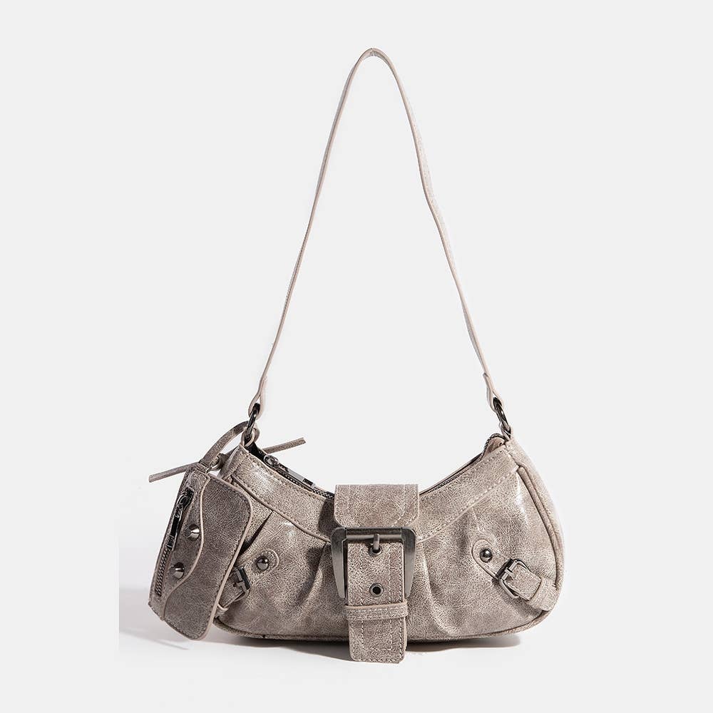 Triple Belt Faux Leather Hand Bag: KA