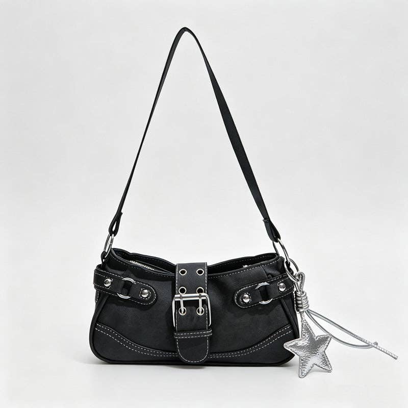Denim Pocket Shoulder Bag: Khaki / With Pendant