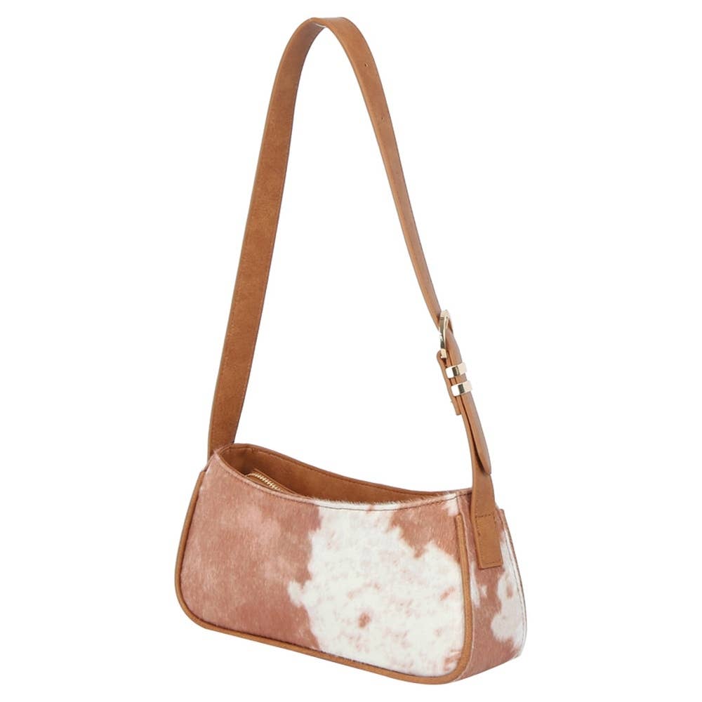 Calf Hair Cow Printed Rectangle Shoulder Bag: BR