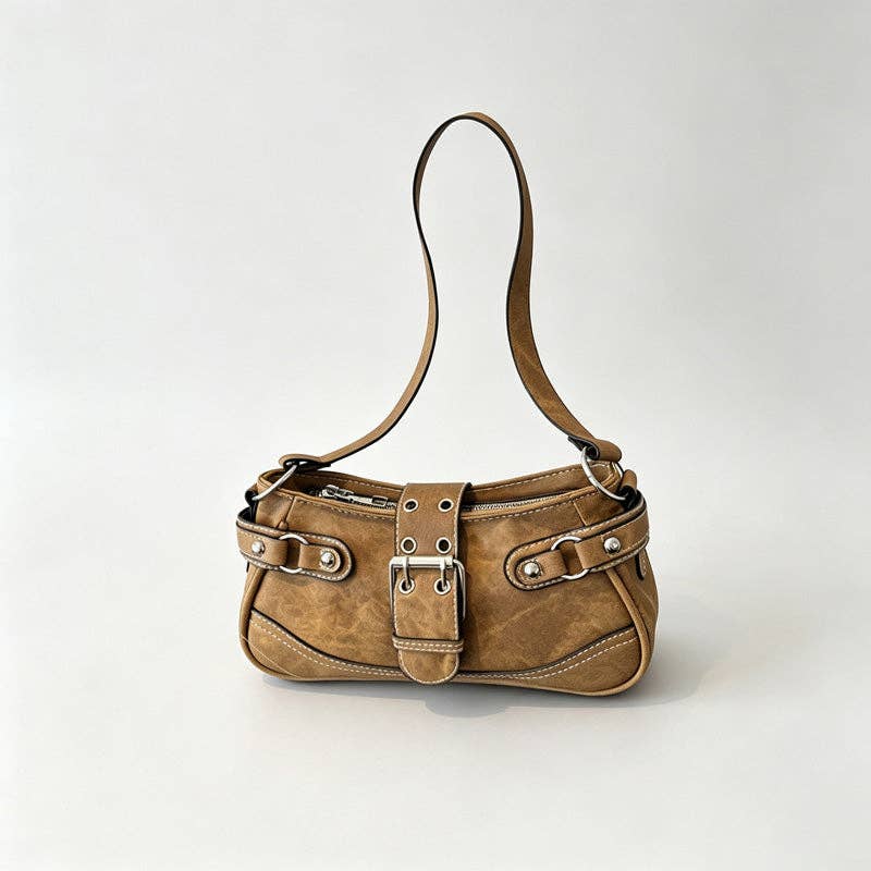 Denim Pocket Shoulder Bag: Khaki / With Pendant